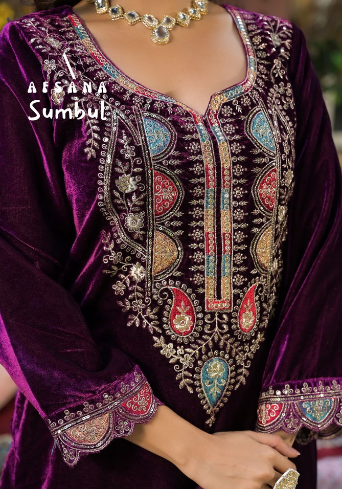 Sumbul By Afsana Embroidery Velvet Salwar Kameez Wholesale Shop In Surat